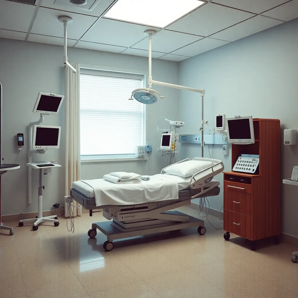 Hospital room with modern equipment